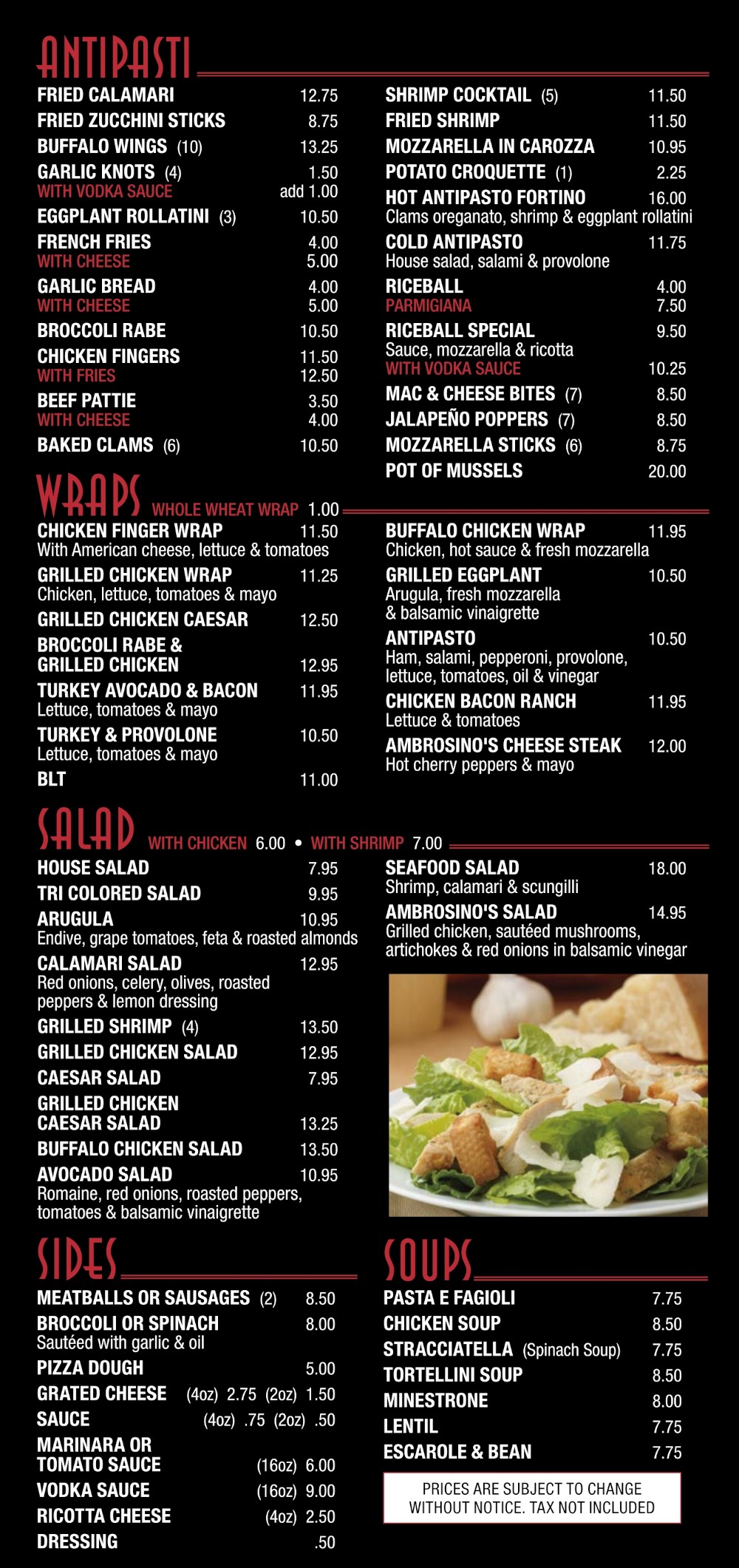 Ambrosino menu page 2